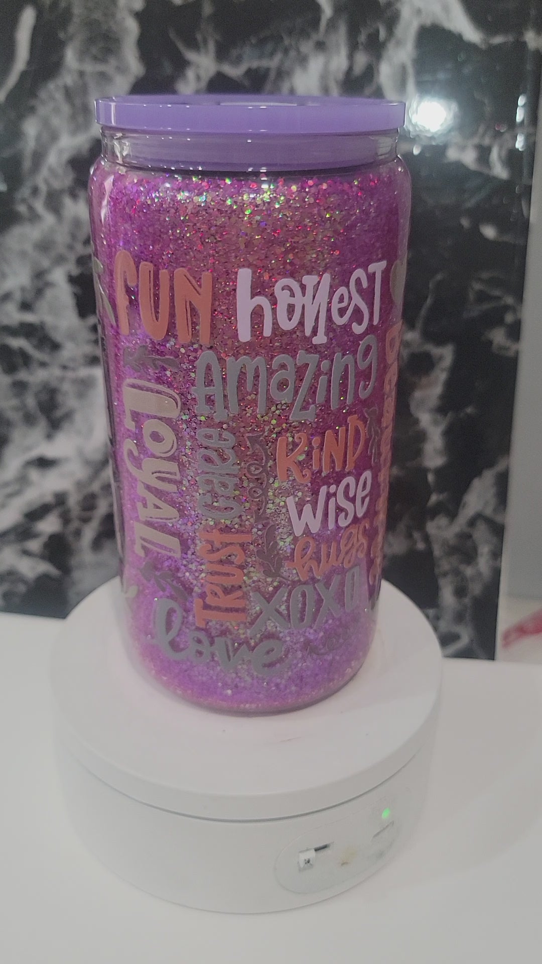 16oz holographic glitter glass tumbler