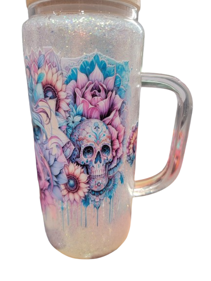 20 oz glass glitter tumbler