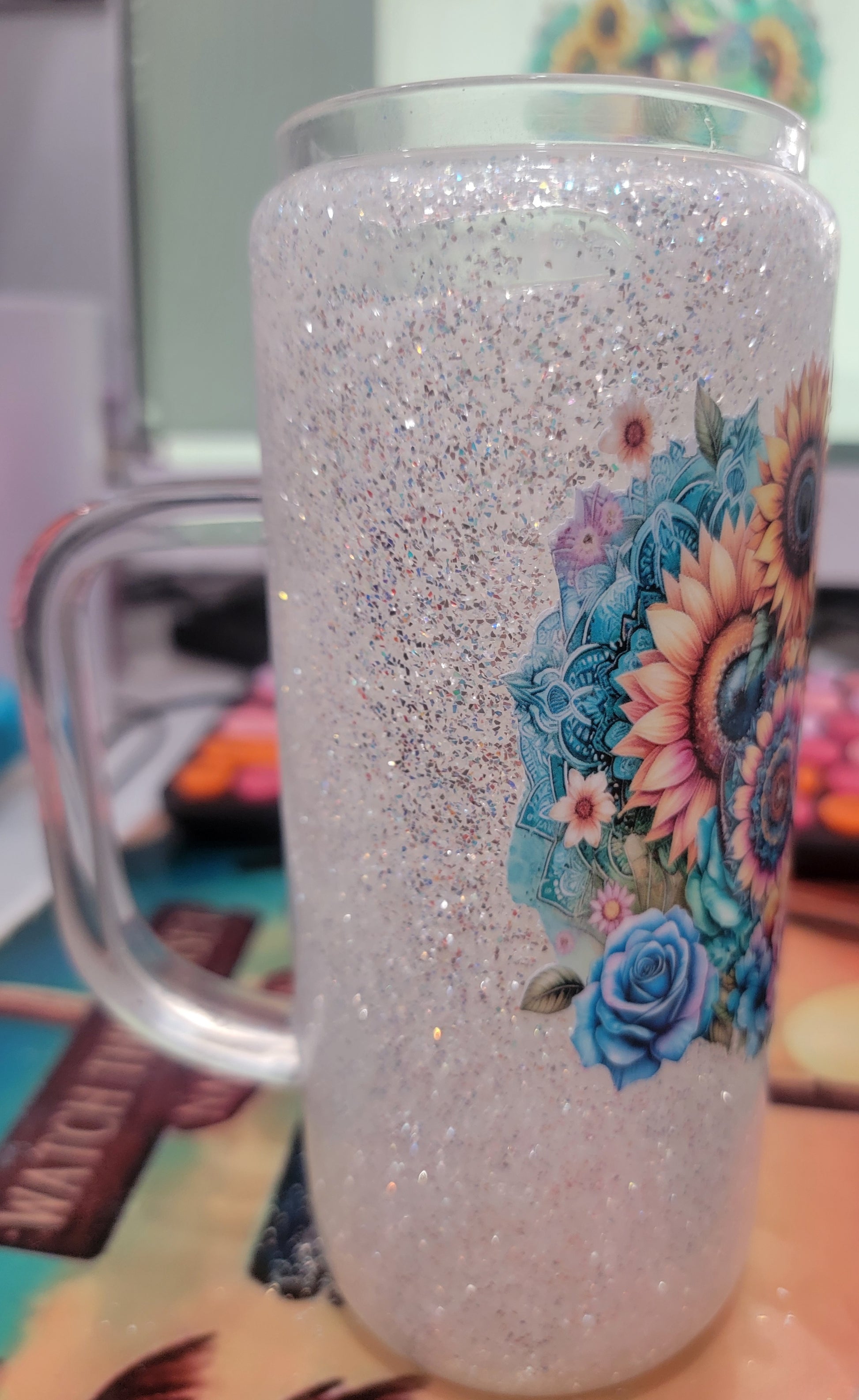 20oz glass snowglobe tumbler