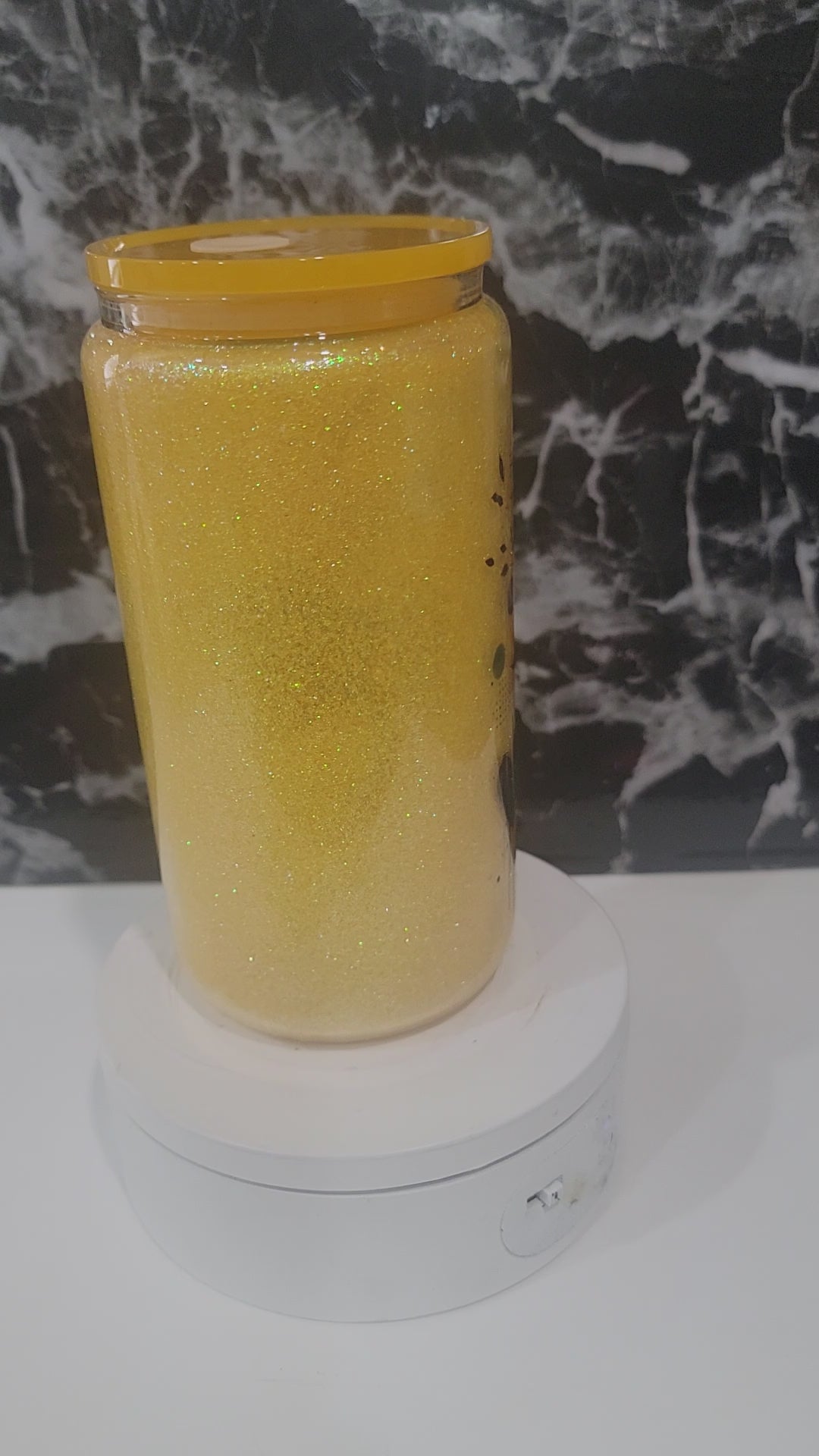 16oz glass glitter tumbler